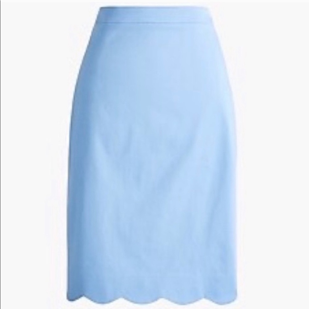Jcrew light blue scalloped pencil skirt